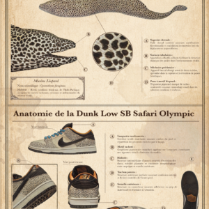 Anatomie de la Murène Léopard et de la Dunk Low SB Safari Olympic